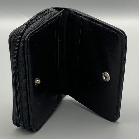 Levenger Leather Bifold Womens Wallet  Snap Closure Spare Key Hook Change Purse - Picture 5 of 9